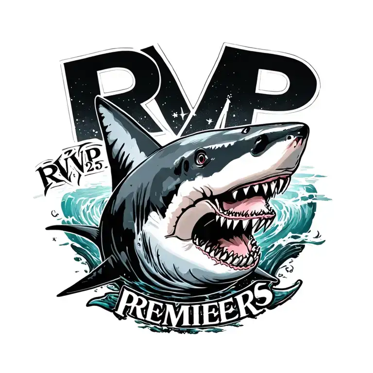 Image Of Shark With Words Rvp 2025 Premiers Included