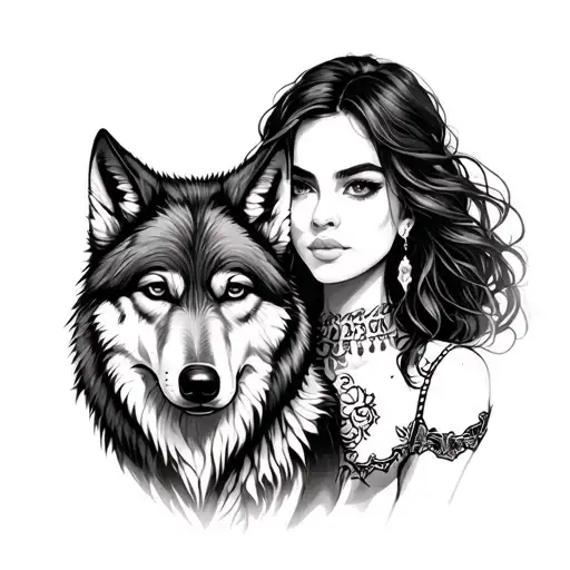 Woman With Wolf Companion