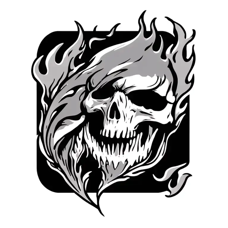 Harley Symbol With Flames Right Arm