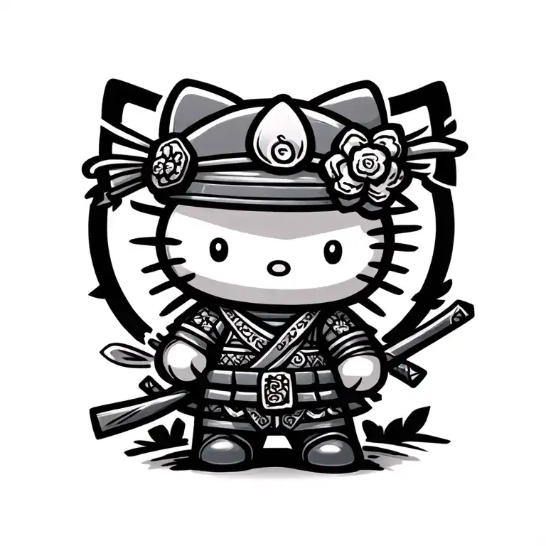 Hello Kitty Samurai Warrior Wielding