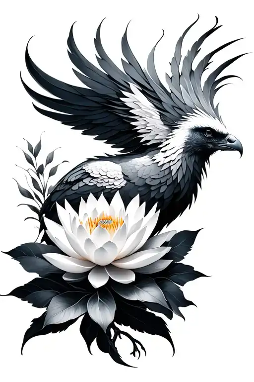 Phoenix And Lotus Flower
