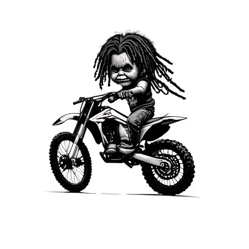 Chucky With Dreads Riding Dirt Bike