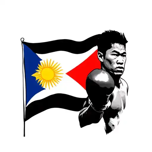A Picture Of Manny Pacioue Boxing Filipino Flag