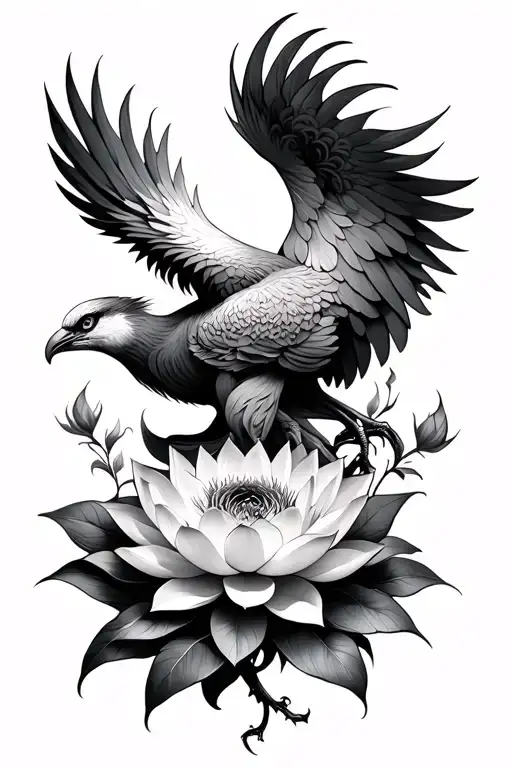 Phoenix And Lotus Flower