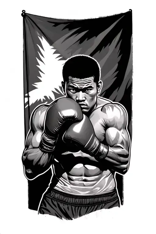 A Picture Of Manny Pacioue Boxing Filipino Flag