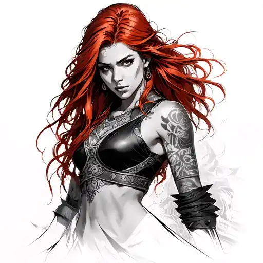 Warrior Woman With Red Hair