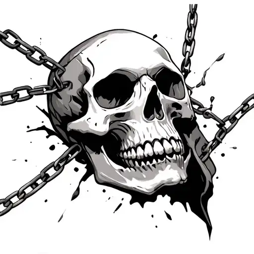 Skull Breaking Free From Chains