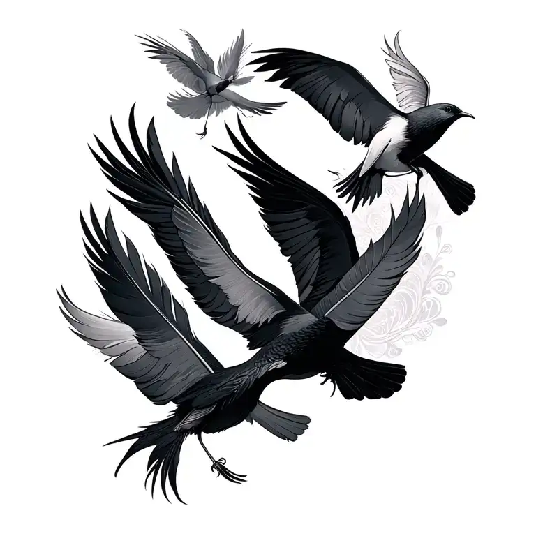 Let Them With Feather And Birds Flying