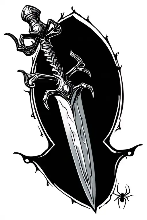 Gothic Dagger With Spiders Weaving Their Webs