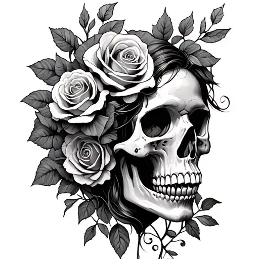 Gracie With Skull And Roses Growing