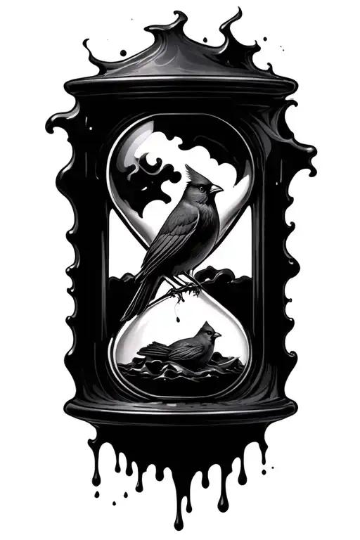 Cardinal Below Melting Hourglass Filled