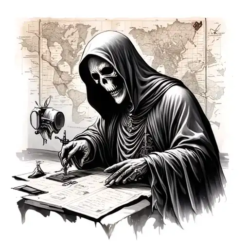 Grim Reaper Sewing A Map