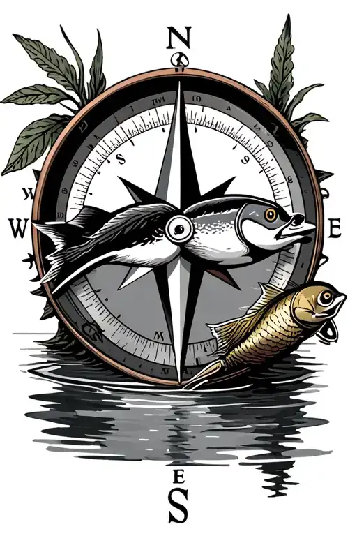 Compass Top Half Duck Hunting Bottom Half Fishing