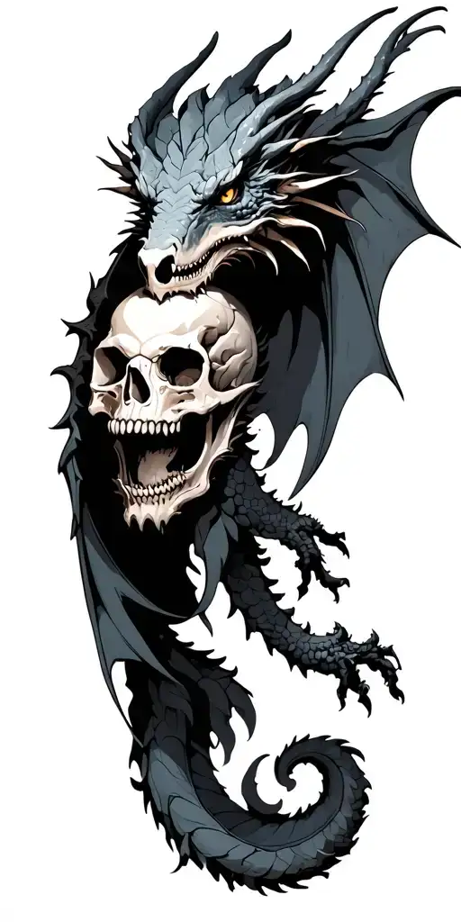 Baroque Dragon Holding Skull