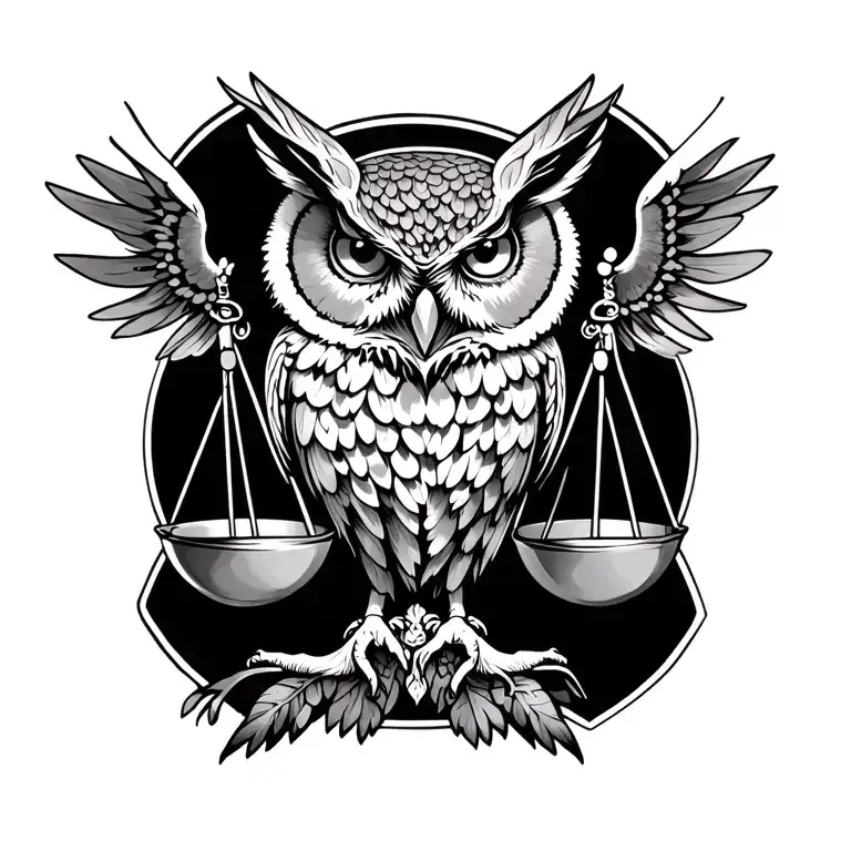 Libra Scale With Owl And All 4 Elements