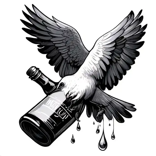 Dove Carrying Bottle Of Tears