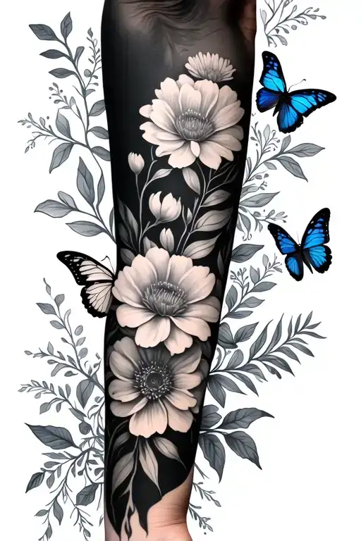 Sonder Going Vertical On The Forearm Add Flowers And Butterflies