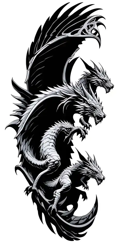 3 Celtic Wyverns Flying