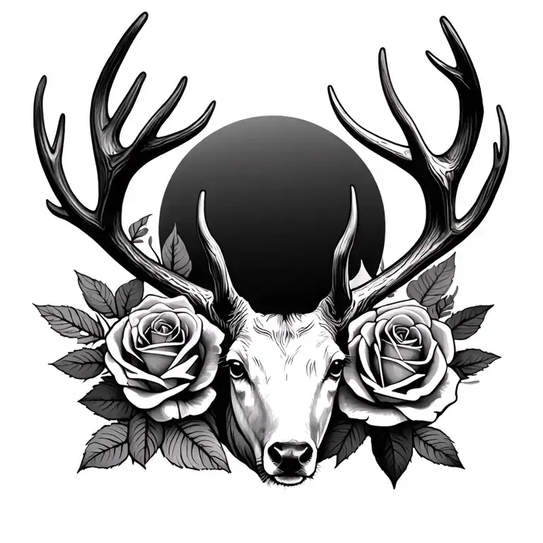 Deer Antlers And Roses