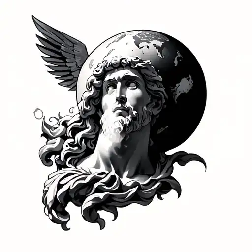 Greek God With A Globe On The Above Arm