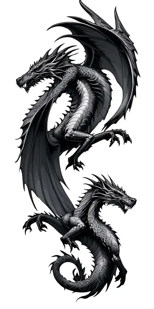 3 Celtic Wyverns Flying