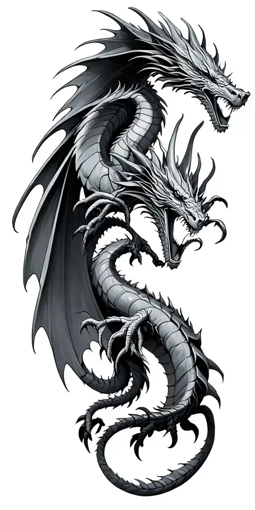 3 Celtic Dragons Fighting