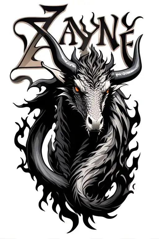 Taurus Theme Dragon Flames Sons Name Zayne