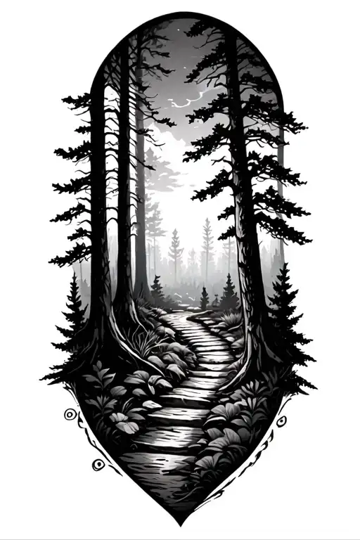 Nature Trail Winding Through A Forest