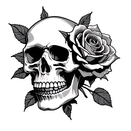 Skull Snd Rose Intertwined
