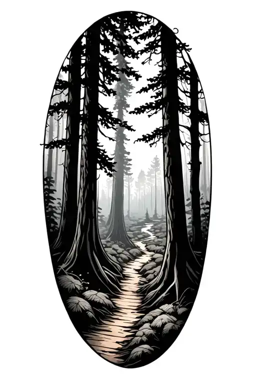 Nature Trail Winding Through A Forest