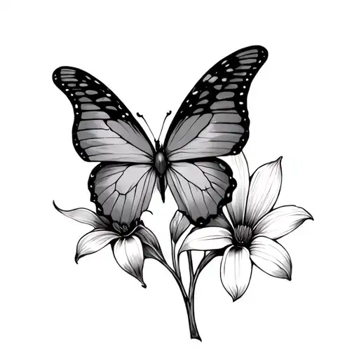 Half Butterfly Half Flower