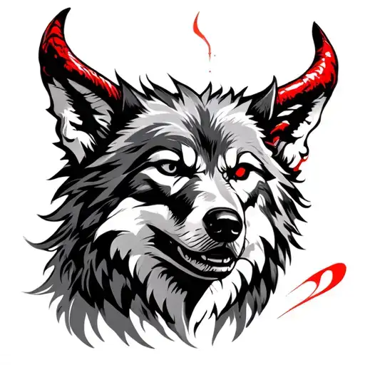 Black And Red Devil Wolf