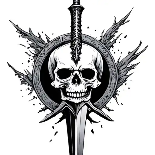 Dagger With Skull On Blade With Background