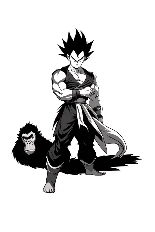 Vegeta Super Saiyan With The Great Ape In The Background Tattoo idea