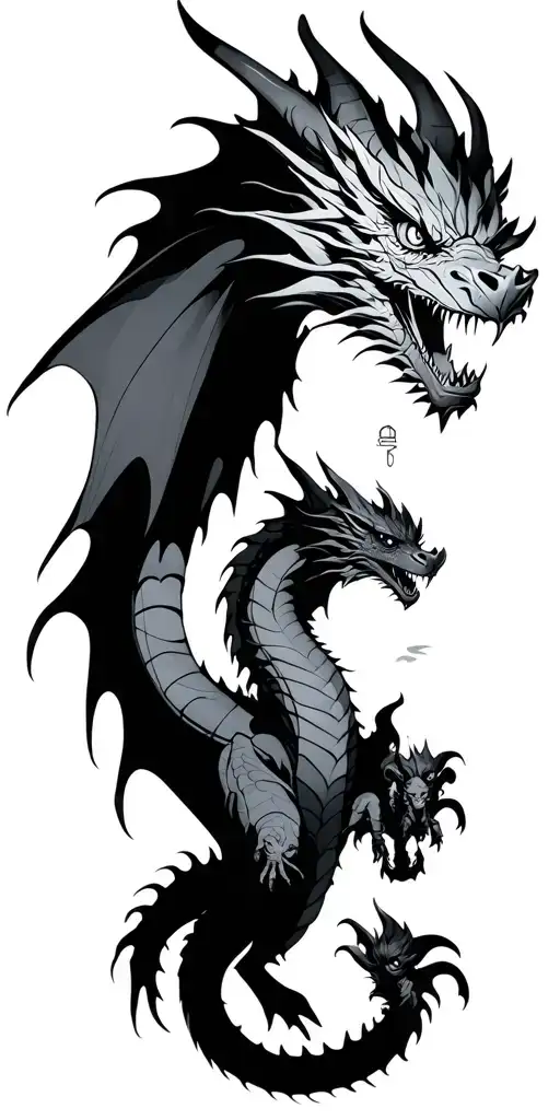Male Dragon Protection His 4 Children