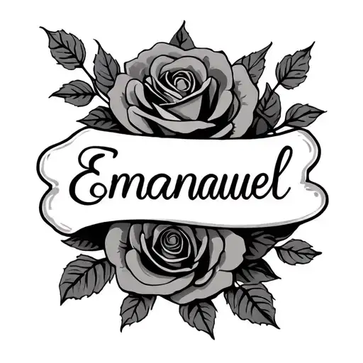 Emmanuel Name With Roses Wrapped