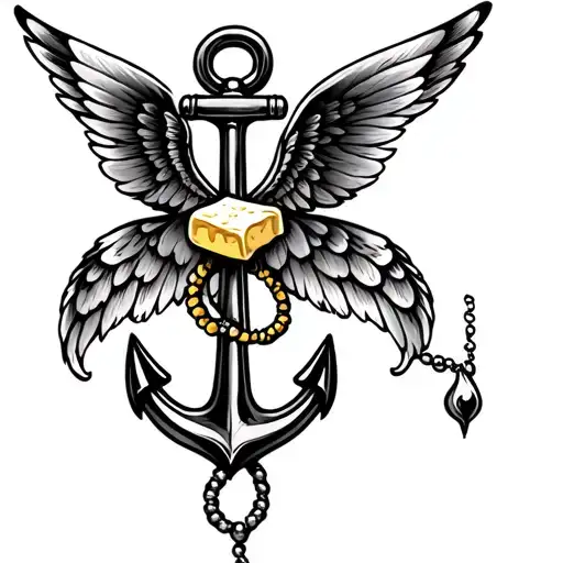 Anchor With Wings And Butter Fly