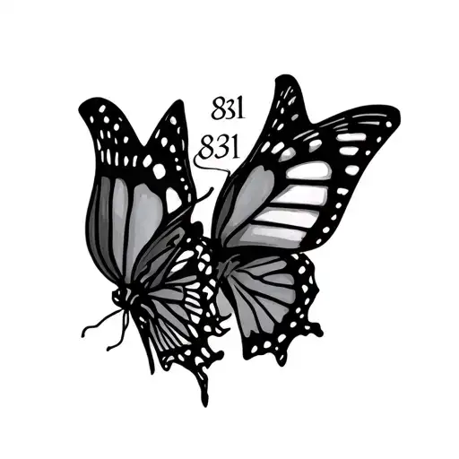 2 Small Butterflies With 831 In Small Writting