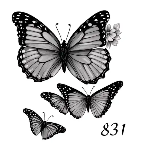 2 Small Butterflies With 831 In Small Writting