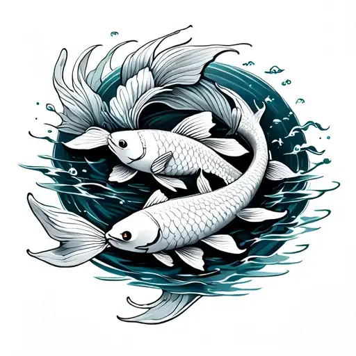 Koi Fish Swimming Upstream