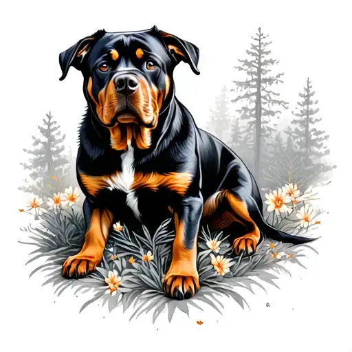 Woods And Rottweiler Surrounded