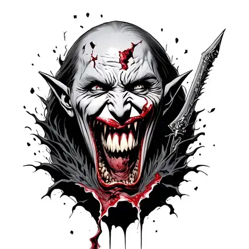 Vampire Busting Out Of My Skin With A Damaged Meylen Sheath In It's Mouth