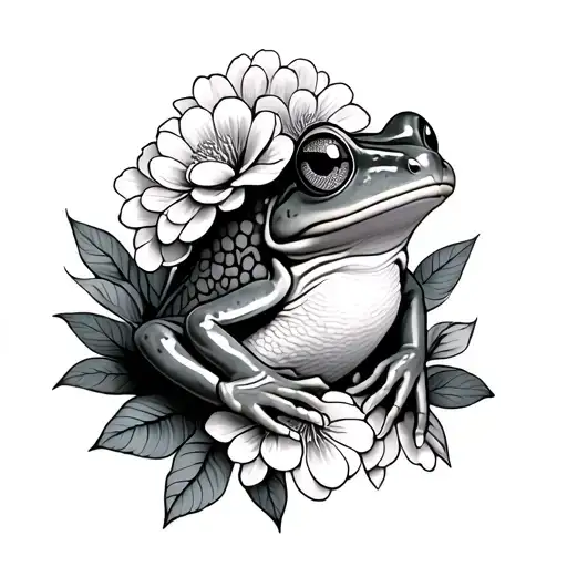 Frog And Flowers Intertwined