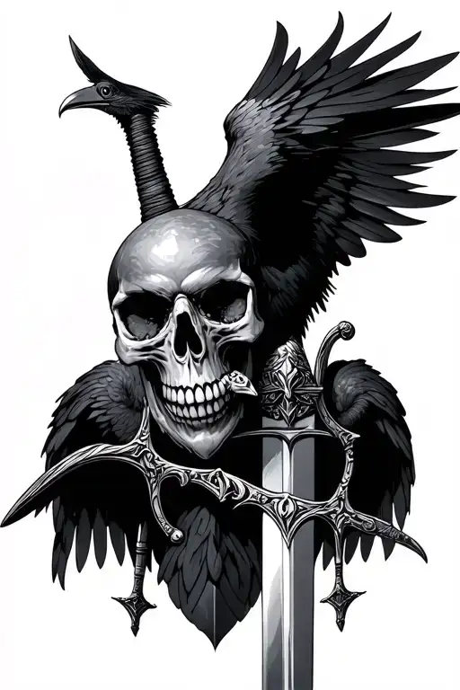 Skull Crow And Sword