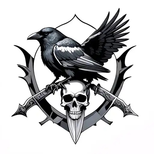 Skull And Crow And Sword