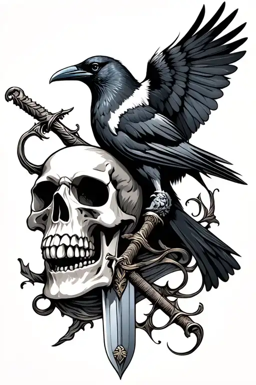 Skull And Crow And Sword