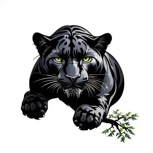 Traditional Panther With Tree In Body