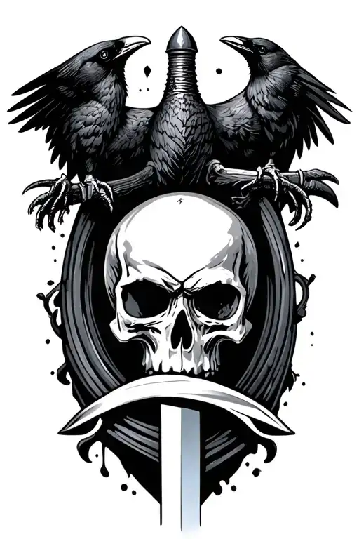 Skull And Crow And Sword
