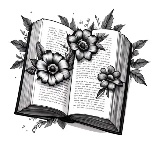 Open Book With Flowers