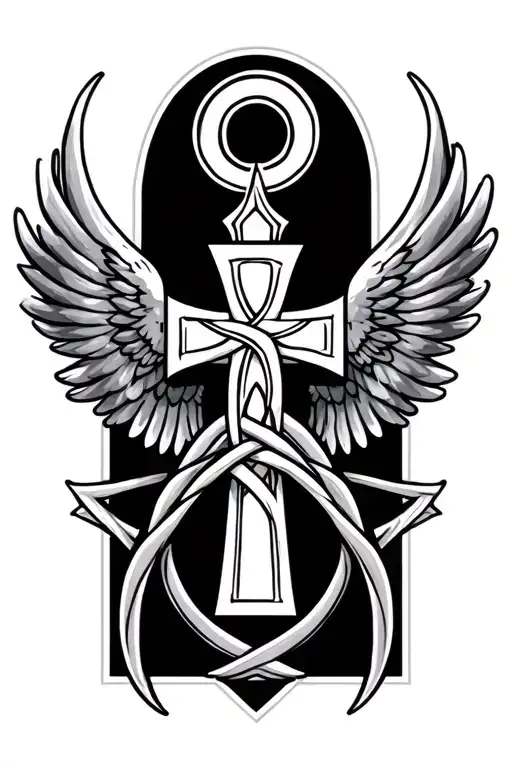 Cross With Wings And Trinity Knot